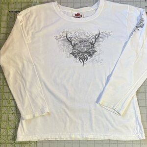 Harley-Davidson White Graphic Long Sleeve Tee